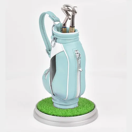 Miniatura 4 de Soporte de cuero para bolígrafo de golf con tres bolígrafos de golf para escribir, adecuado para decoración de escritorio, decoración de pasteles