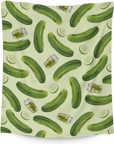 Miniatura 20 de Manta Pickle para niñas, niños, acogedora, cálida, de 30 x 40 pulgadas, manta de tamaño regazo para sofá, silla, manta verde divertida y mullida