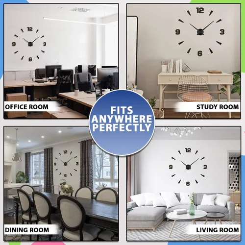 Miniatura 5 de Reloj de pared DIY, cronometrador analógico sin marco estilo 3D para el hogar, sala de estar, dormitorio, oficina, decoración moderna de la casa a