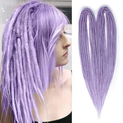 Miniatura 15 de Kraler Extensiones de Rastas Azules de Doble Extremo de 18 Pulgadas, 20 Hebras Sintéticas DE Extensiones de Rastas Hechas a Mano, Estilo de Rastas