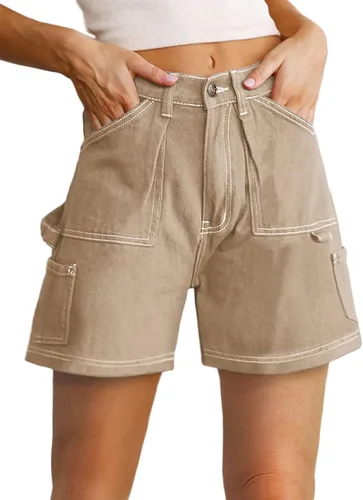 Dokotoo Pantalones cortos de senderismo para mujer, pantalones cortos tipo cargo, bermudas de verano de cintura alta para mujer, tallas S-XL