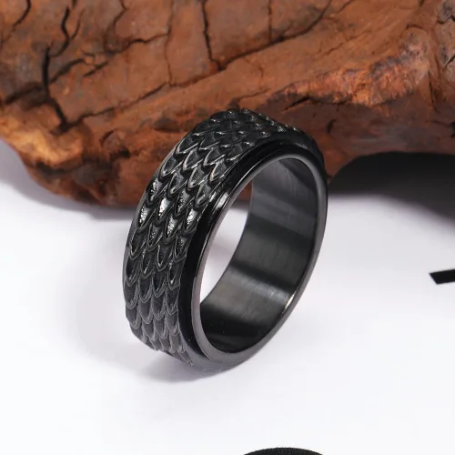 Miniatura 2 de LYTTMAB Stainless Steel Ring for Men, 8MM Masculine Geometric Ring, Cool Spinner Band Ring Fidget Ring Spinner Ring Anxiety Ring
