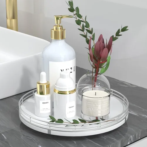 Miniatura 30 de Bandeja de baño de madera de roble de 12 pulgadas para mostrador, bandeja de tocador para perfume, loción, velas, maquillaje, joyería, fregadero