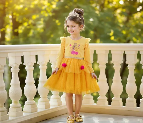 Miniatura 2 de Disney Vestido tutú de princesa de manga larga para niñas, lindos vestidos para niños pequeños con Cenicienta, Bella, Elsa y Tiana
