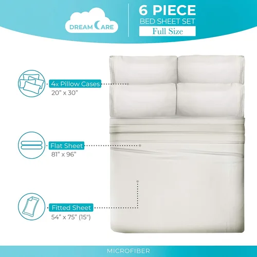Miniatura 4 de DREAMCARE Sábanas tamaño Full - Sábanas refrescantes para cama - Juego de 6 piezas - Juego de sábanas Full - Sábanas tamaño Full - Juegos de sábanas