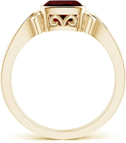 Miniatura 2 de Angara Anillo solitario con cojín de granate natural para mujer en oro amarillo de 14 quilates (Grado-AAAA Tamaño 0.236 in) Regalo de joyería