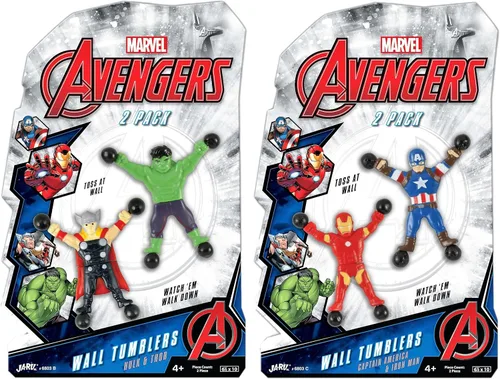 JA-RU Marvel Avengers & Spiderman - Escaladores de pared (paquete de 2, 2 juguetes cada uno), rastreadores de ventana elásticos y adhesivos para