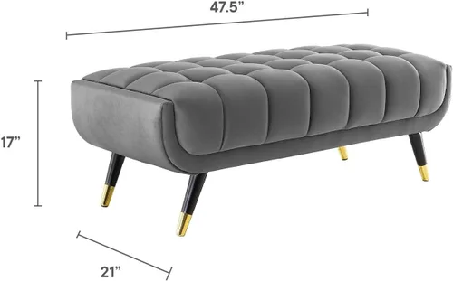 Miniatura 3 de Modway Adept - Banco de terciopelo de rendimiento de 47.5 pulgadas, color gris