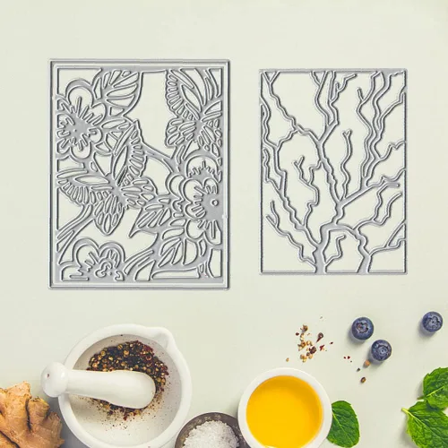 Miniatura 5 de 2 troqueles de hojas de marco para hacer tarjetas, papel de mariposa y flores, para álbumes de recortes en papel de liquidación, manualidades