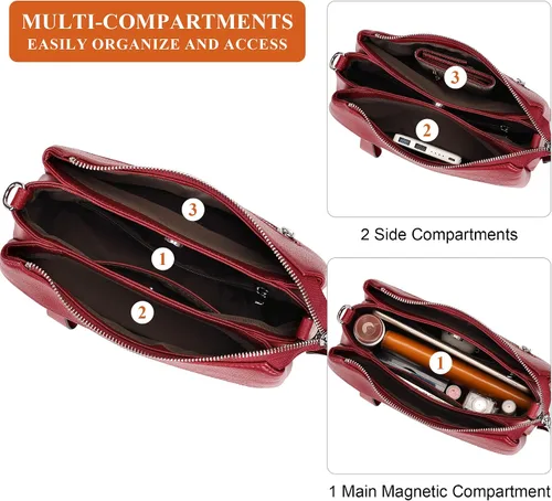 Miniatura 29 de Over Earth Genuine Leather Crossbody Bags for Women Small Hobo Handbags Shoulder Purses with 2 Detachable Straps