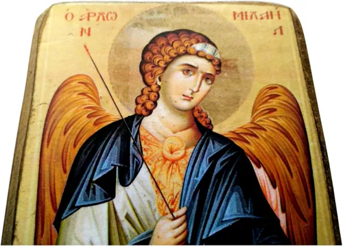 Miniatura 3 de Icono de madera griego cristiano ortodoxo madera del arcángel Miguel / A0