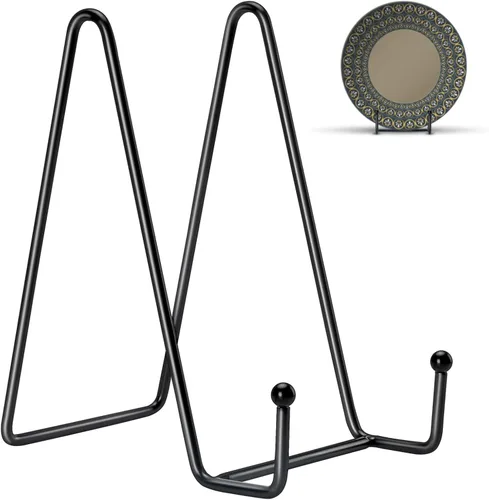 Miniatura 22 de Kruodop Paquete de 3 soportes de placa para exhibición, soporte de placa de 4 pulgadas, soporte de marco de metal para libros, imágenes, caballete