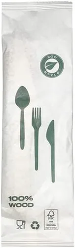 Miniatura 2 de TigerChef - Juego de cubiertos de madera 100% compostables, ecológicos, biodegradables, totalmente naturales