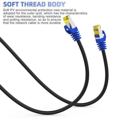 Miniatura 6 de Cable Ethernet Cat 8 de 5 pies, 10 pies, 15 pies, 25 pies, 30 pies, 50 pies, 100 pies, cable de Internet de red de alta velocidad, 26 AWG 40 Gbps