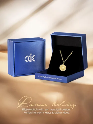 Miniatura 8 de CDE Collar con colgante de moneda de sol chapado en oro de 14 quilates para mujer plata de ley 925 con piedra natal de circonita cumpleaños