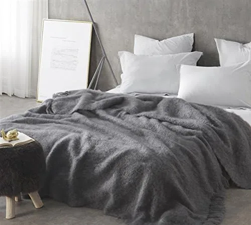 BYB Nama Karoo - Mohair infantil cepillado a mano - Manta de cama - Goodnight Grey (mezcla de seda)