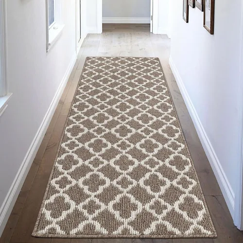 Miniatura 12 de U'Artlines Alfombra de pasillo larga para pasillo de 2 x 8 pies, antideslizante, alfombra de piso de cocina, patrón geométrico beige, lavable a