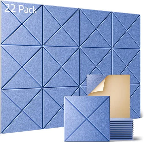 Miniatura 30 de Sonicism Paquete de 12 paneles acústicos forrados en X con autoadhesivo, paneles de espuma a prueba de sonido de 12 x 12 x 0.4 pulgadas, paneles
