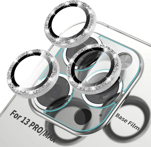 Protector de lente de cámara brillante compatible con iPhone 13 Pro (6.1 pulgadas)/13 Pro Max (6.7 pulgadas), vidrio templado ultra
