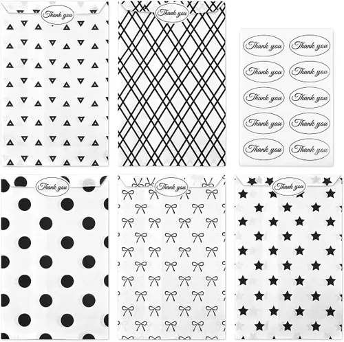 Miniatura 7 de MOOCA 200 bolsas de regalo de papel de damasco, pequeñas empresas, joyas, dulces, palomitas de maíz, galletas y golosinas – 4 pulgadas de ancho x 6