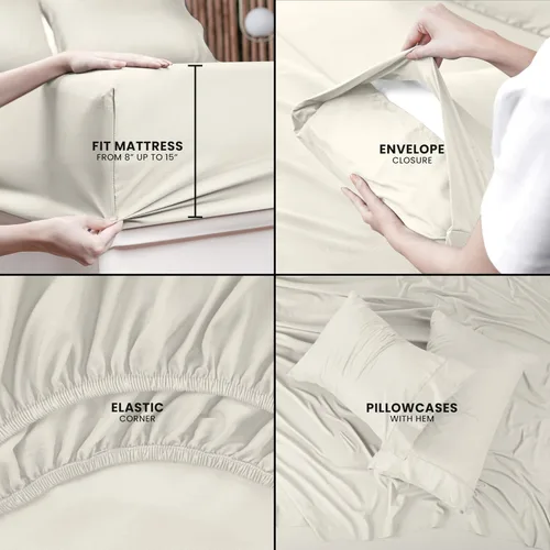 Miniatura 392 de Utopia Bedding Juego de sábanas Queen – Sábanas de 4 piezas para cama tamaño Queen, microfibra suave y transpirable, incluye 1 sábana bajera, 1 Gris