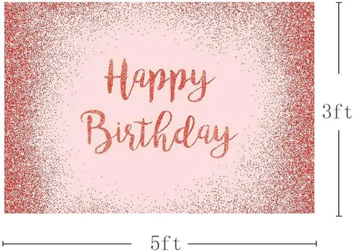 Miniatura 3 de MEHOFOND Fondo de fotos con purpurina de oro rosa y rosa, accesorios de fondo brillante para niña y mujer, pancarta de fiesta de feliz cumpleaños