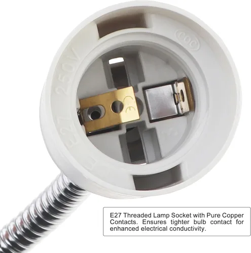 Miniatura 3 de RTNLIT Soporte de lámpara de escritorio con clip E26/E27, accesorio de lámpara de abrazadera con interruptor de encendido/apagado, enchufe