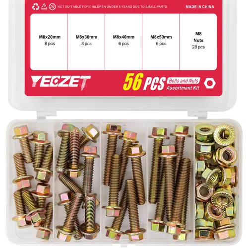 Miniatura 11 de Kit de 245 tornillos y tuercas de brida de alta resistencia, grado 8.8 M6 M8 M10, tuercas hexagonales con bridas métricas, incluye 15 tamaños más