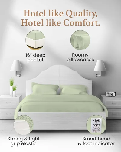 Miniatura 4 de Good Sleep Bedding Sábanas Twin XL - Sábanas 100% Algodón Egipcio, 4 Pzas, Juego de Sábanas Twin XL, Sábanas Refrescantes para Cama, Sateen Wave