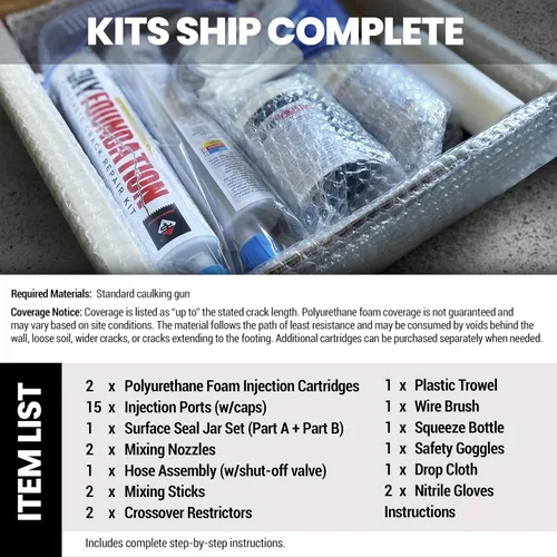 Miniatura 3 de RadonSeal Kit Completo de Reparación de Grietas de Cimentación para Bricolaje, 10 Pies - Sellador de Inyección de Uretano de Baja Viscosidad
