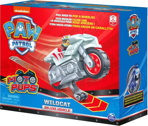 Miniatura 8 de PAW Patrol, Moto Pups Moto Deluxe de Wildcat, vehículo de motocicleta de tracción que hace piruetas y figura de juguete Gato montés