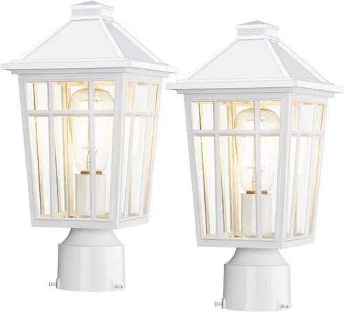 Miniatura 12 de Darkaway Luces de Poste para Exteriores Accesorio de Luz de Poste de Lámpara, Carcasa de Aluminio Impermeable con Vidrio de Efecto Ondas de Agua