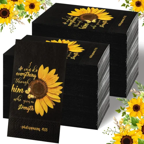Miniatura 11 de Karenhi 200 Piezas Servilletas Desechables Decorativas Religiosas 2 Capas Toallas Desechables Cristianas para Baño Servilletas de Papel