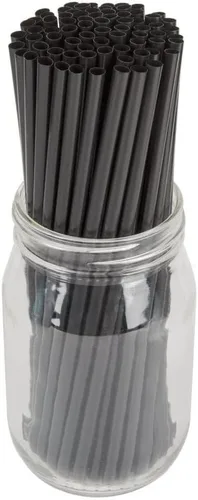 Perfect Stix Pajitas gigantes de plástico negro sin envolver. 7.75 pulgadas x 0.23 pulgadas de diámetro. Paquete de 500 unidades