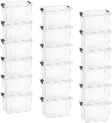 Miniatura 39 de Superio - Cajas de almacenamiento pequeñas planas transparentes con tapas, contenedores de plástico de 4.5 cuartos de galón para organizar, cajas
