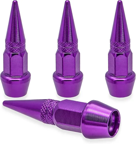 Miniatura 39 de 4 piezas de tapas de válvula de rueda con estilo púas, cubiertas universales de válvula de rueda de aleación de aluminio a prueba de polvo