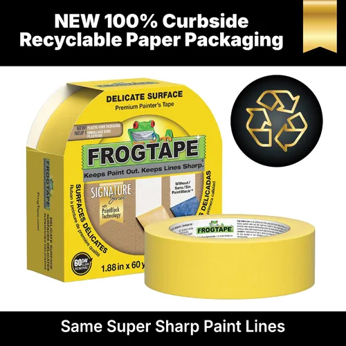 Miniatura 6 de FrogTape Cinta para pintores de superficies delicadas con PAINTBLOCK, 1 pulgada de ancho (0.94 pulgadas x 60 yardas), baja adherencia, ideal