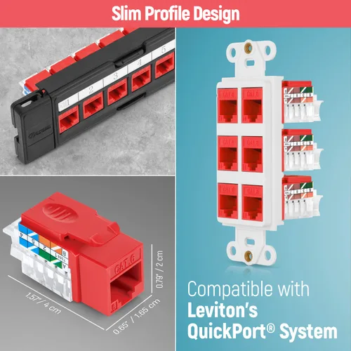 Miniatura 8 de Everest easyJACK - Juego de herramienta Keystone con ángulo de 45° para terminación rápida - con paquete de 20 conectores Keystone RJ45 Cat6 en rojo