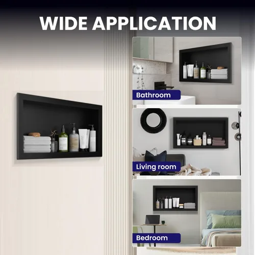 Miniatura 7 de Nicho de ducha de acero inoxidable de 12 x 24 pulgadas, estantes individuales impermeables, organizador de baño sin azulejos, estante de pared