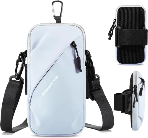 Miniatura 12 de Bandas para el brazo para teléfono, pequeña bolsa cruzada con correa para el brazo, se adapta a iPhone y todos los teléfonos celulares, uso para Azul