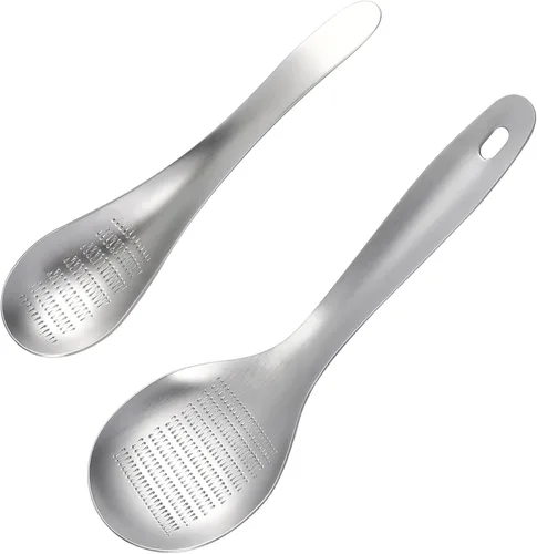 2 ralladores de acero inoxidable en forma de cuchara, herramientas de cocina versátiles para picar ajo, frutas y verduras, diseño para un uso sin
