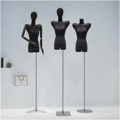 Miniatura 4 de Adjustable Black Female Mannequin Dress Form, 65.7-87.4 inch, Detachable Arms & Head, Size S/Small, Perfect for Jewelry Display & Fashion Retail
