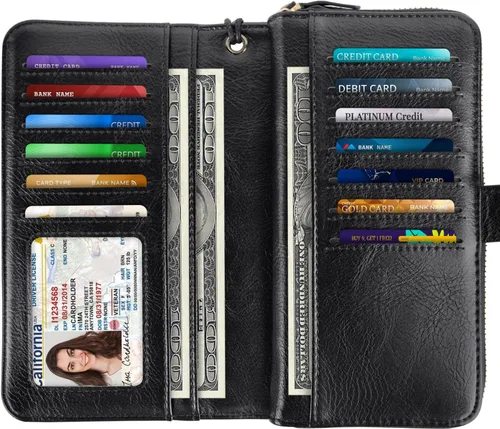 Miniatura 2 de Coco Rossi Billeteras para mujer con múltiples tarjetero, cartera de embrague, tarjetero, organizador de tarjetas para mujer con correa