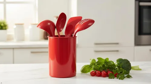 Miniatura 11 de Reston Lloyd Calypso Basics - Juego de utensilios de melamina de 5 piezas con soporte, sin BPA, apto para lavavajillas, incluye cuchara, cuchara