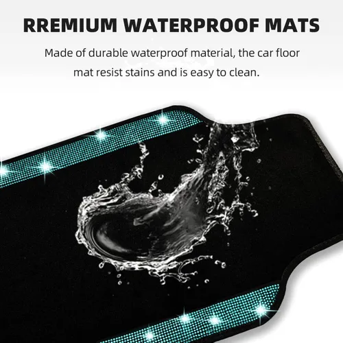 Miniatura 6 de NBTEPEM Juego completo de alfombrillas brillantes para piso de automóvil y funda para volante, ajuste universal para la mayoría de los automóviles