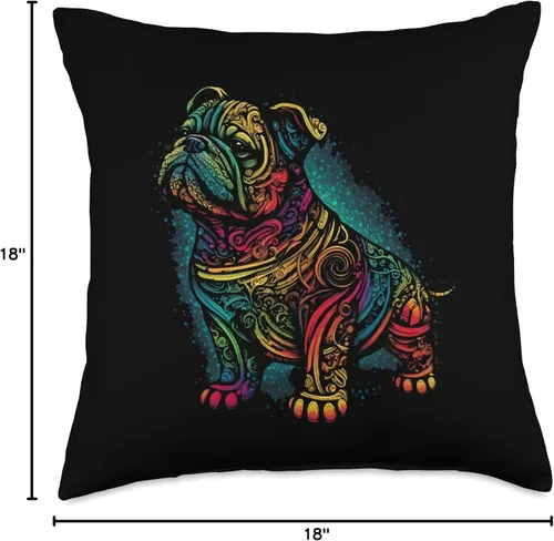Miniatura 4 de English Bulldog Lovers Dog Lover - Almohada colorida de Bulldog inglés para hombre, 16 x 16 pulgadas, multicolor