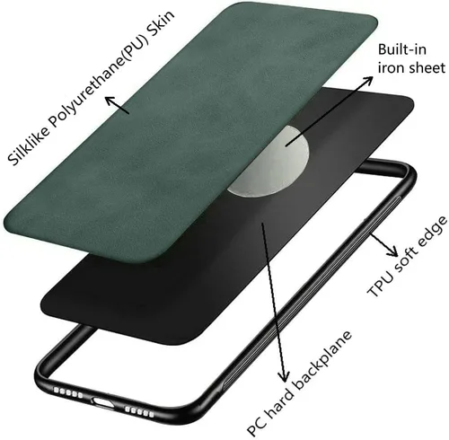Miniatura 3 de Kepuch Silklike Funda Para Huawei Nova 4E/P30 Lite - Cubierta De Parachoques Placa De Metal Incorporada Para Huawei Nova 4E/P30 Lite - Verde