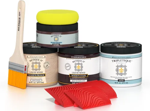 Miniatura 60 de Retique It Kit multiusos con acabado de madera - GO Beyond de madera falsa con imprimación a base de madera líquida pintable y tinte de gel - 60
