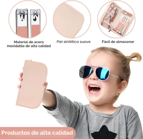 Miniatura 6 de Juego portátil de cortaúñas y herramientas de belleza, juego de manicura de oro rosa, 12 en 1. Bolsa de cuero rosa martensítica, adecuada