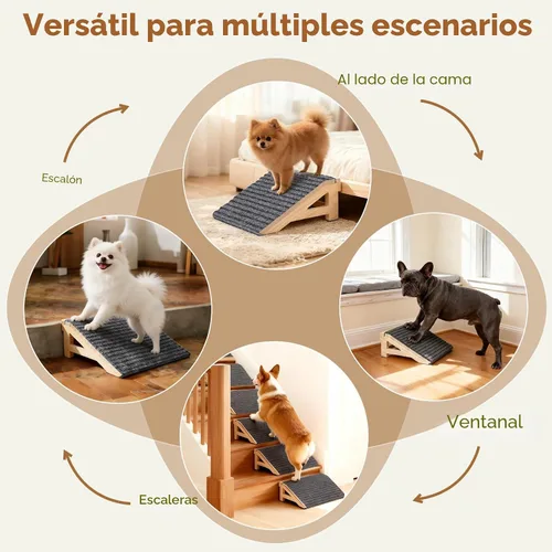 Miniatura 8 de Paquete de 1 rampa de escaleras para perros pequeños y mayores, escalones antideslizantes de madera para mascotas, rampa de asistencia para perros